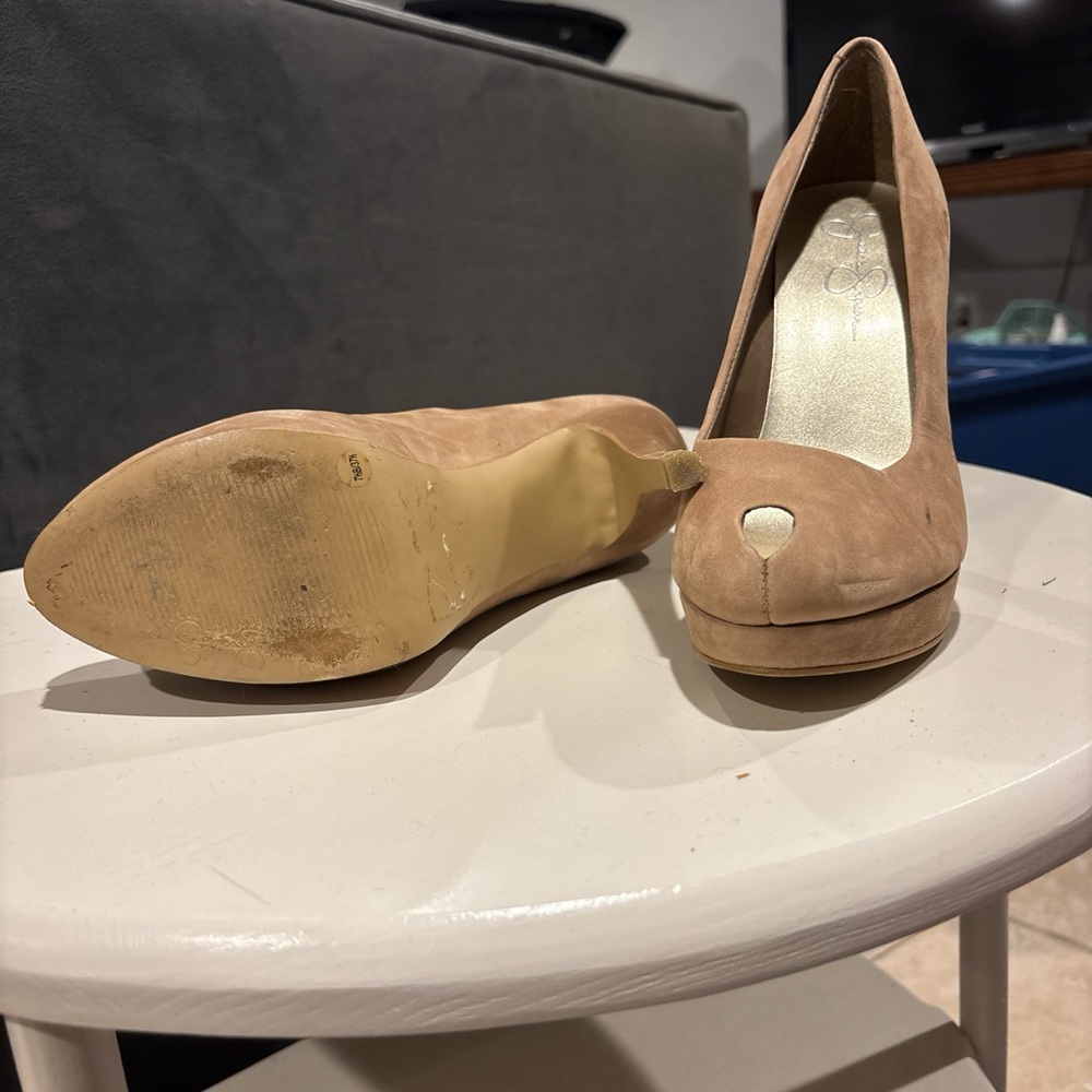 Jessica Simpson Tan Peep Toe Heels